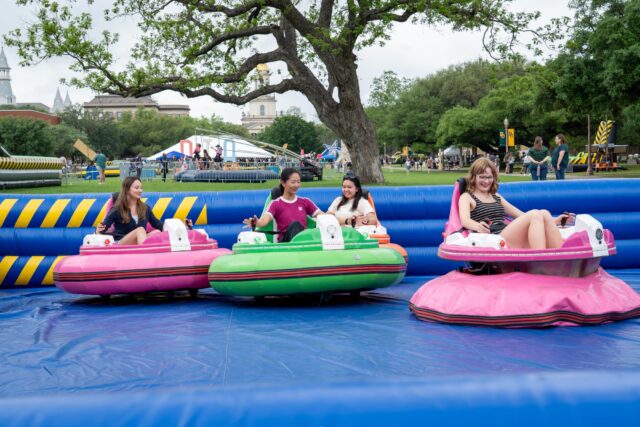 This year's Diadeloso featured a few new attractions, including an inflatable bumper car station. Sam Gassaway | Photo Editor