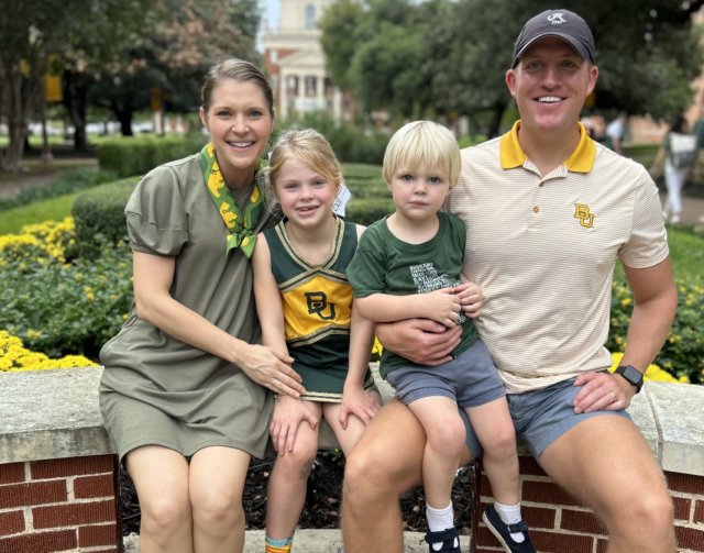 Laura McNutt, a Baylor alumna, shared the Baylor love with her husband, Dr. Ryan McNutt, daughter Mary Allyson and son William. Photo courtesy of Linda Mark Terrell