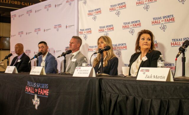 Texas Sports Hall of Fame inductees await questions from the media prior to their induction ceremony. Marissa Essenburg | Sports Writer