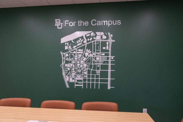The BSM building emphasizes its commitment to the Baylor Campus through