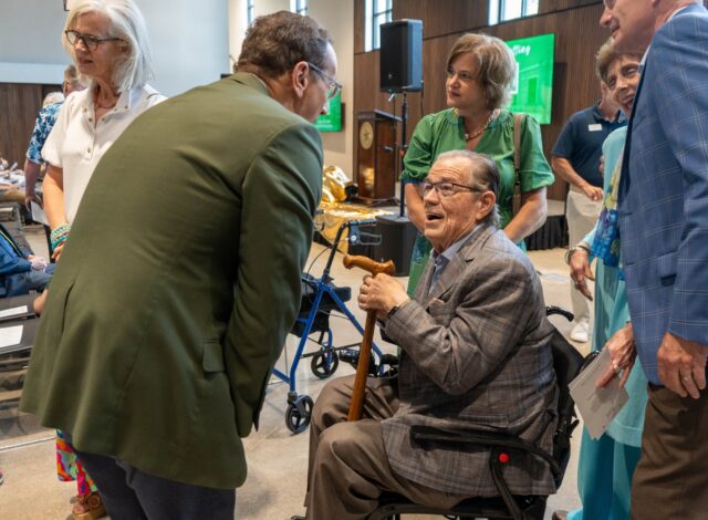 Donors, alumni, and faculty reconnect during the BSM at Baylor Building Dedication. Mesha Mittanasala | Photographer