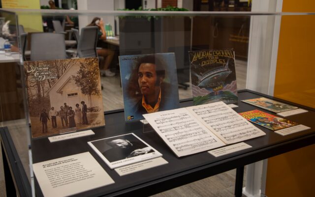 The new exhibit on Black Gospel music in Moody Library features albums and other artwork from historically significant black artists. Lily LeMaire | Photo Intern