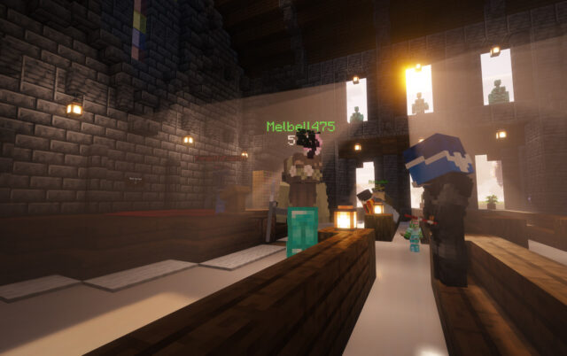 Students have built a variety of structures in BearCraft, including a church and a dance hall. Photo courtesy of Hannah Gomez