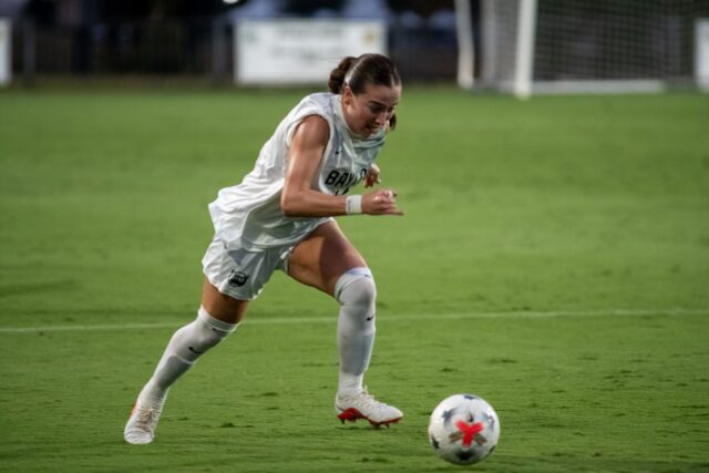 Grapevine senior forward Theresa McCullough charges towards the ball during Baylor's 2-1 win against Oklahoma State at Betty Lou Mays field on Thursday night. Vanessa Adams | Photographer