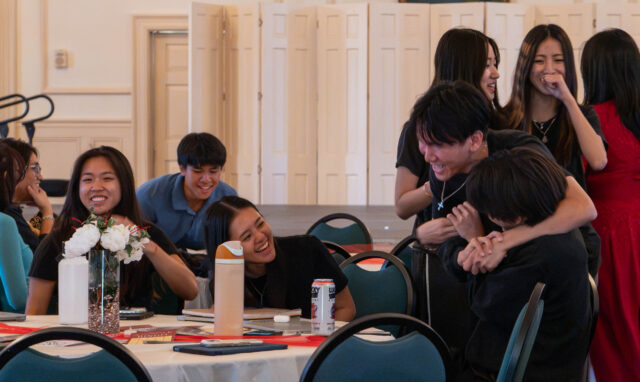 Students share a laugh during the Vietnamese Student Association’s Autumn Moon Festival Friday evening in the SUB. Mim Robbins | Photographer