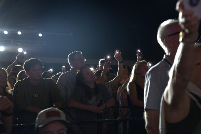 The audience sings along and waves lights as The Fray plays "Never Say Never." Arden Berry | Arts & Life Editor