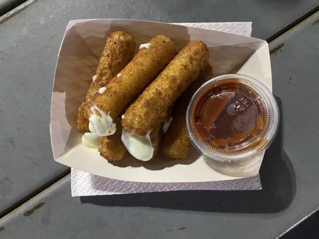 Fried mozzarella cheese from Fry Dat at the Heart O' Texas Fair. Arden Berry | Arts & Life Editor