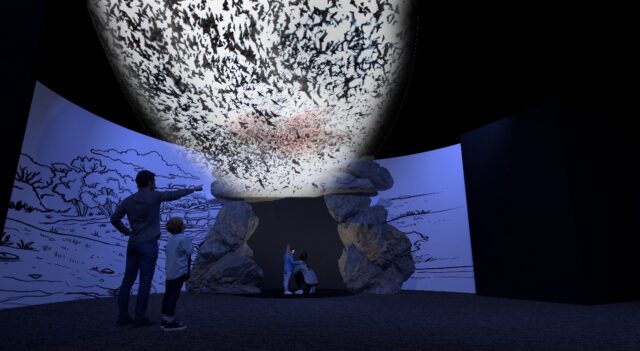 Digital renderings of the bat exhibit that the Mayborn Museum plans to create. Photo courtesy of Rebecca Nall.