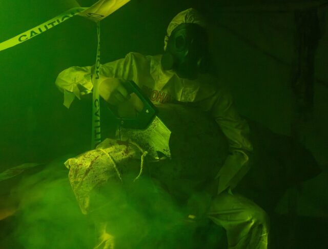 Actors use props and fog machines to scare attendees during FIJI Fright Night Wednesday night on Fountain Mall. Mesha Mittanasala | Photographer