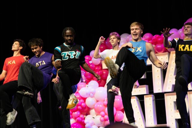 Participants in Zeta Tau Alpha's Big Man on Campus event, held at Waco Hall, gather to showcase their talents Thursday evening. Caleb Garcia | Photo Editor