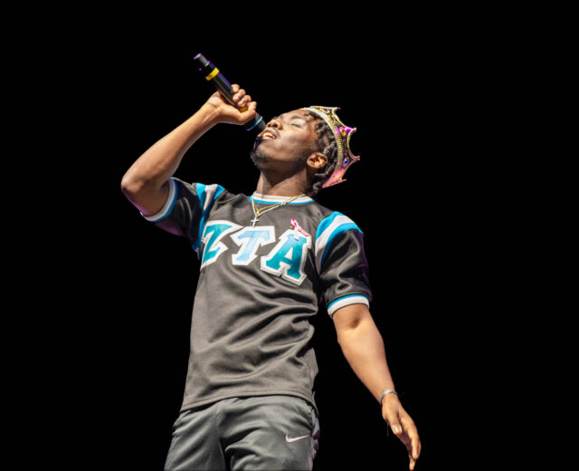 At Waco Hall, participants show off their talents at the Big Man on Campus event hosted by Zeta Tau Alpha Thursday. Caleb Garcia | Photo Editor