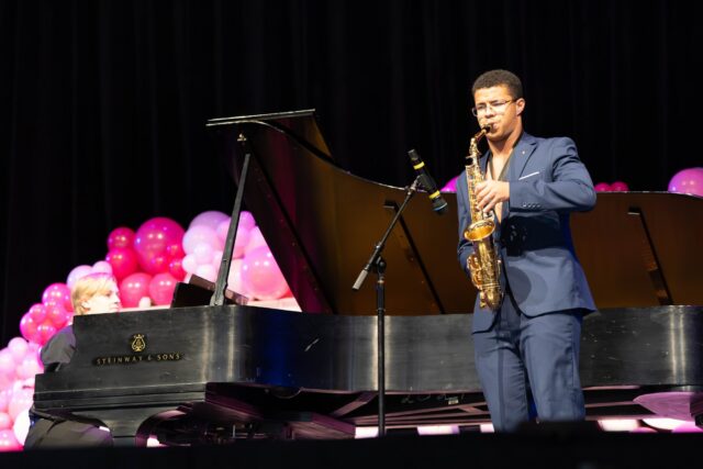 Participants show off their musical talents at the Zeta Tau Alpha Big Man on Campus event Thursday night at Waco Hall. Caleb Garcia | Photo Editor